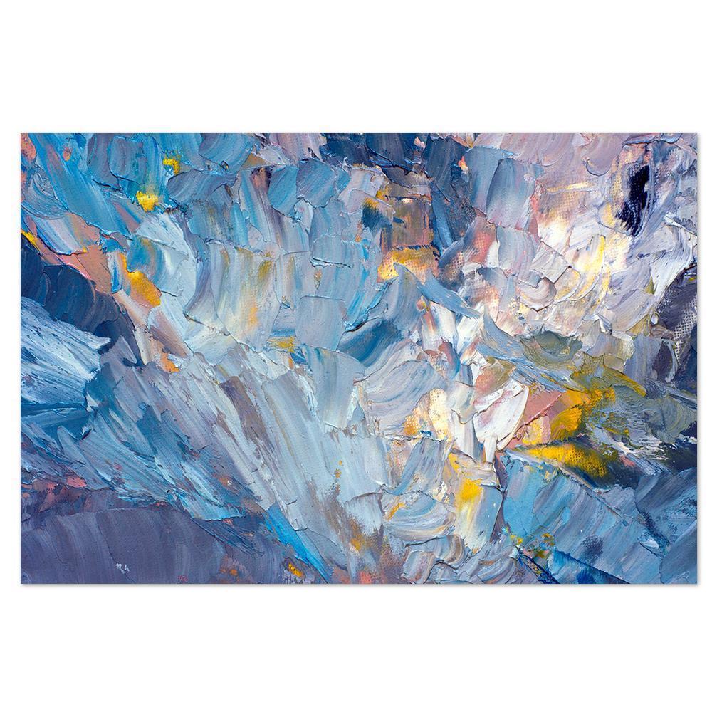 Blue And Mustard Abstract, Hand-painted Canvas-Framed-Canvas-Print-Poster-Gioia Wall Art