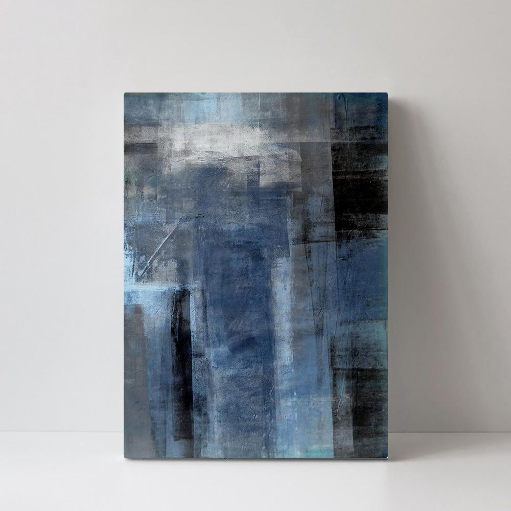 Blue Mystery, Abstract painting, Hand-painted Canvas-Framed-Canvas-Print-Poster-Gioia Wall Art