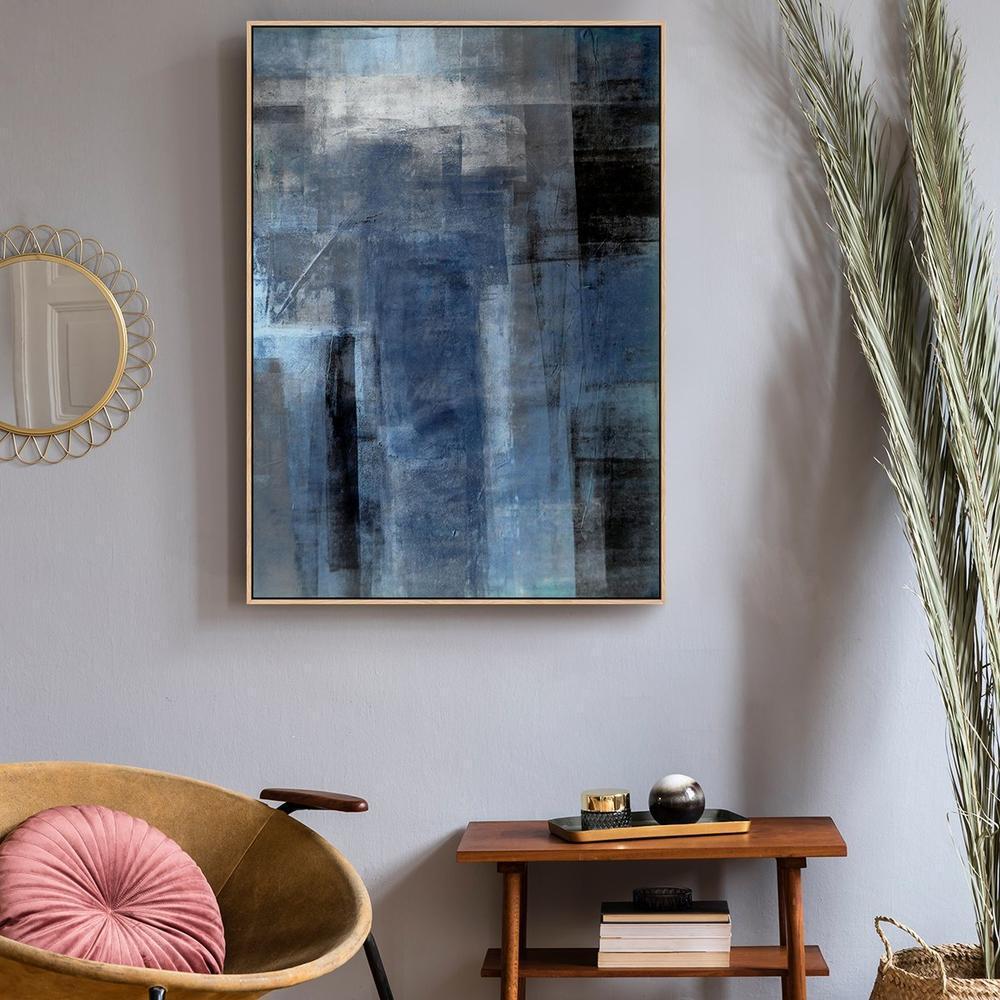 Blue Mystery, Abstract painting, Hand-painted Canvas-Framed-Canvas-Print-Poster-Gioia Wall Art