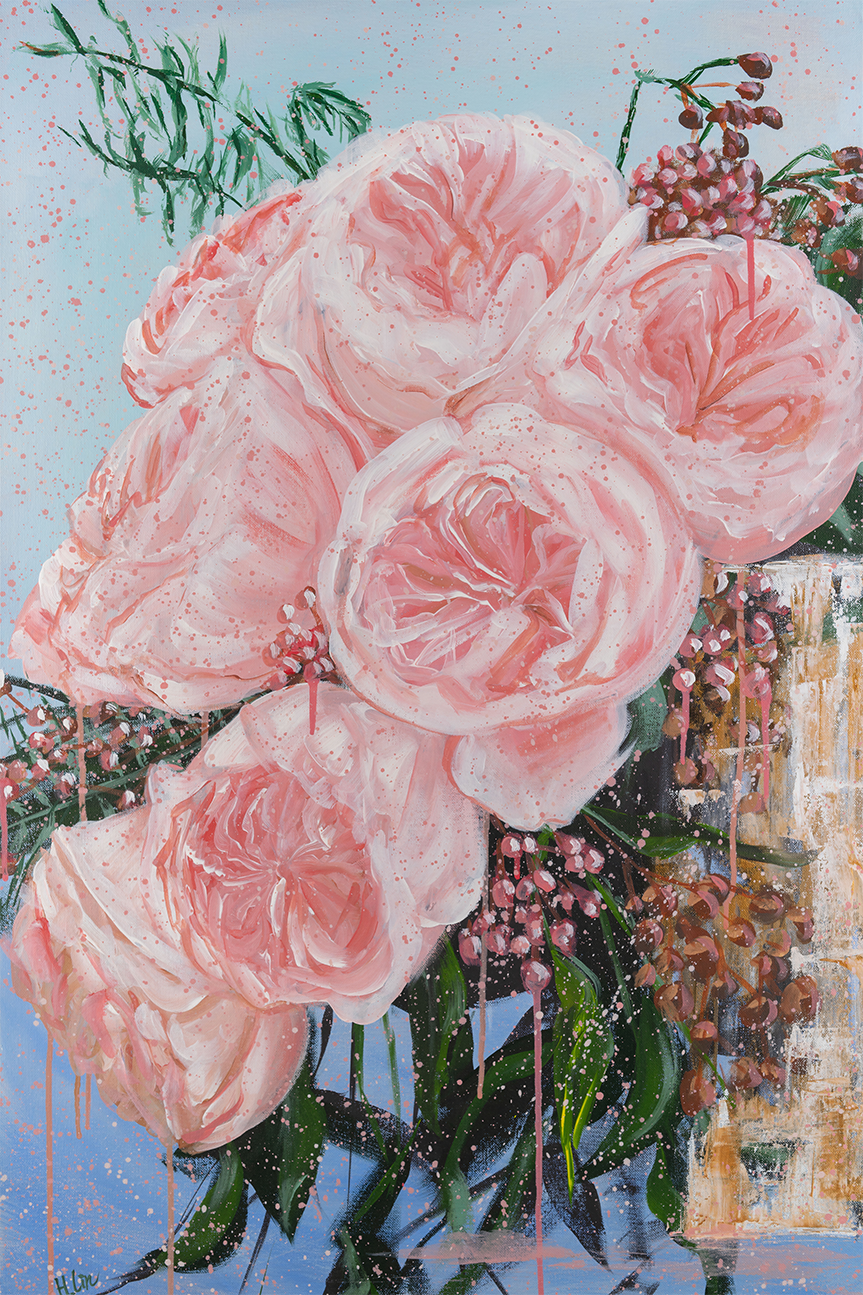 Garden Roses Juliet In A Golden Vase