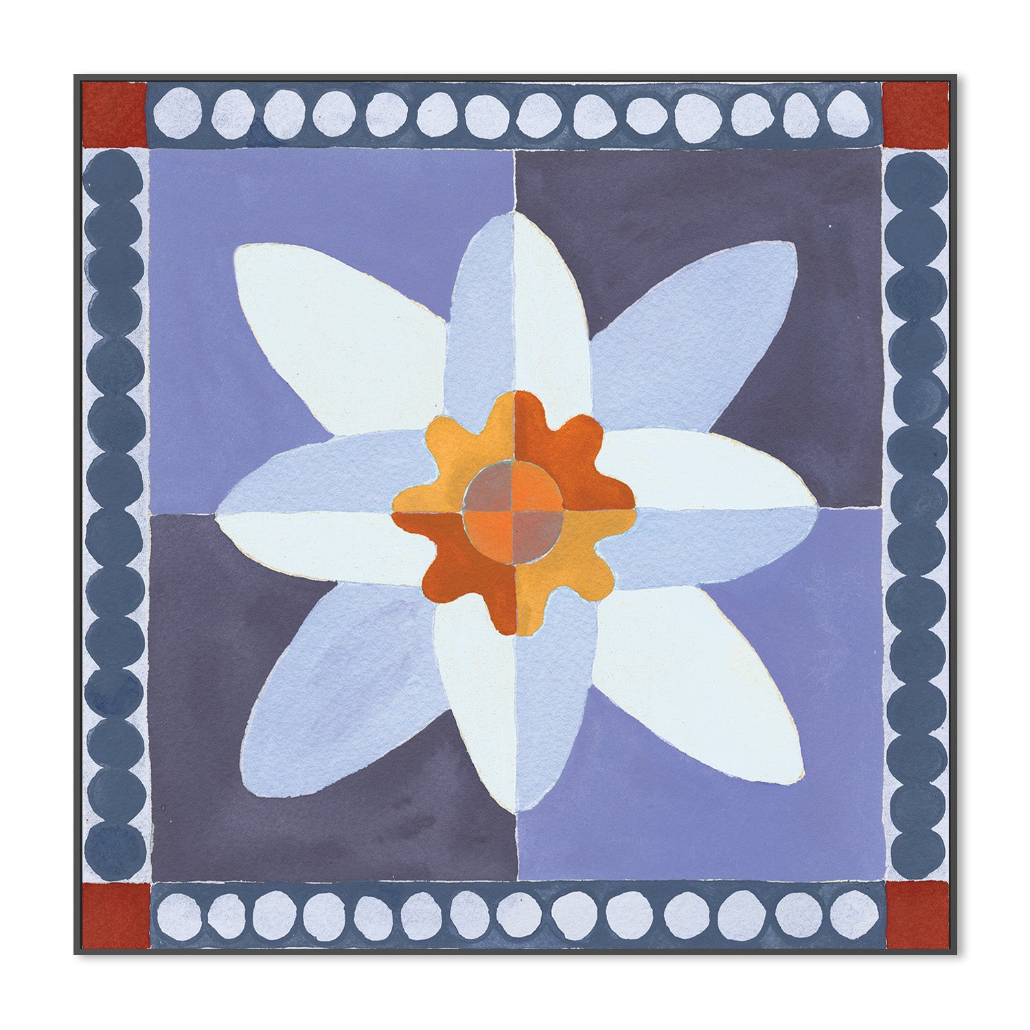 Daffodil Tile Blue , By Meredith Walker