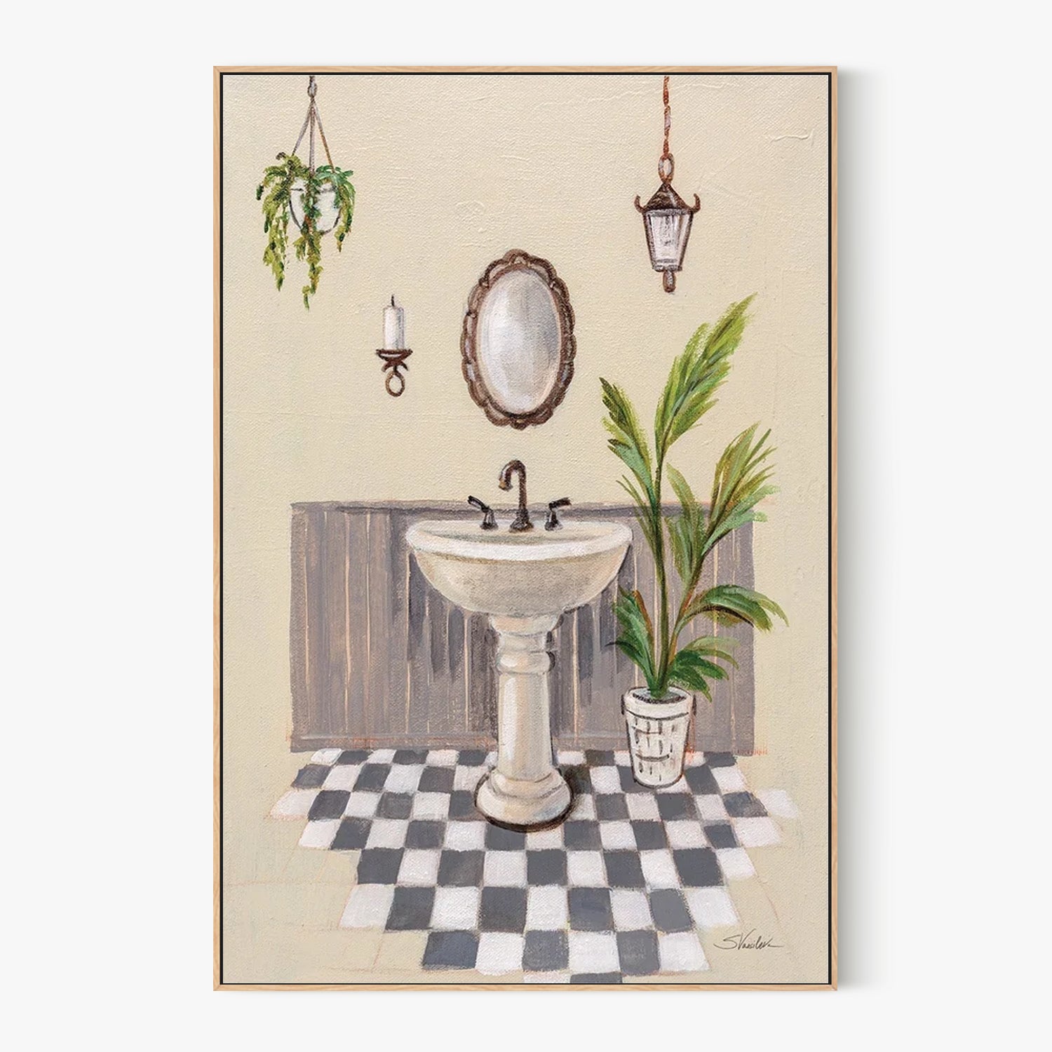 Gray Cottage Bathroom, Style A & B, Set of 2