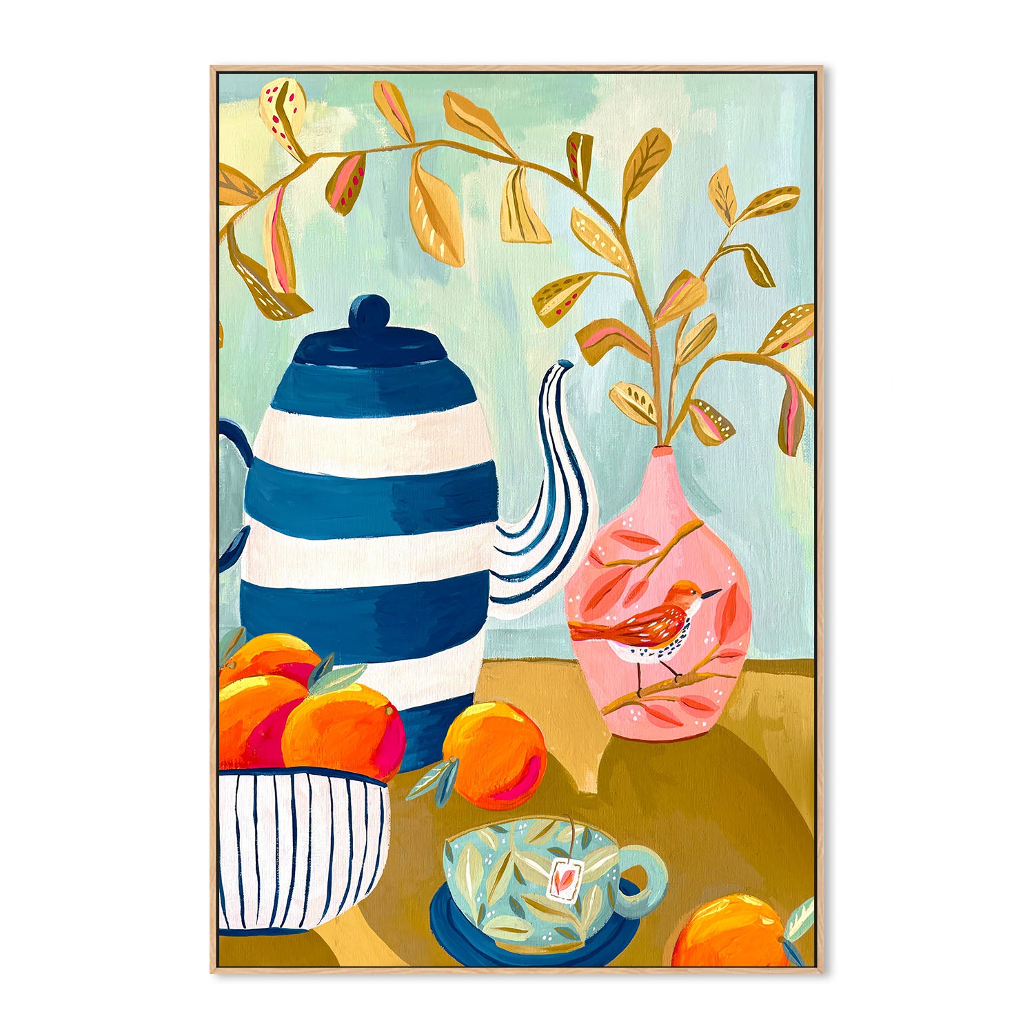 Orange Bird Tea Time