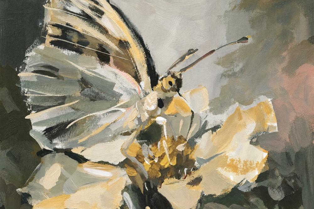 Butterfly in the Sage Garden, hand-painted canvas