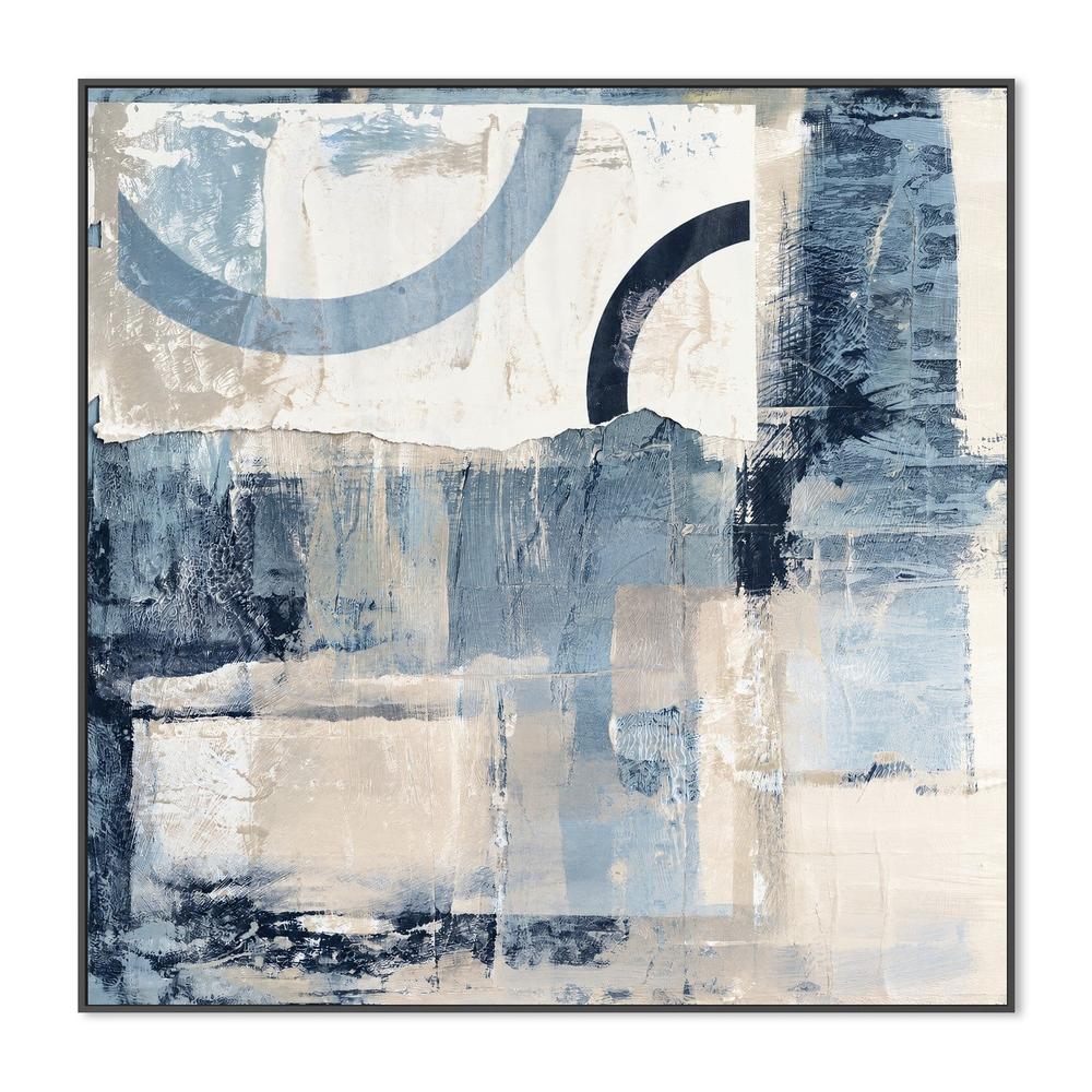 Coastal Blue Arcs, hand-painted canvas