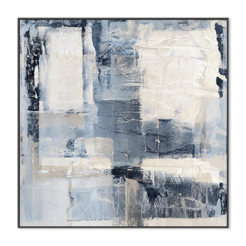 Blue and Ivory Layers, hand-painted canvas