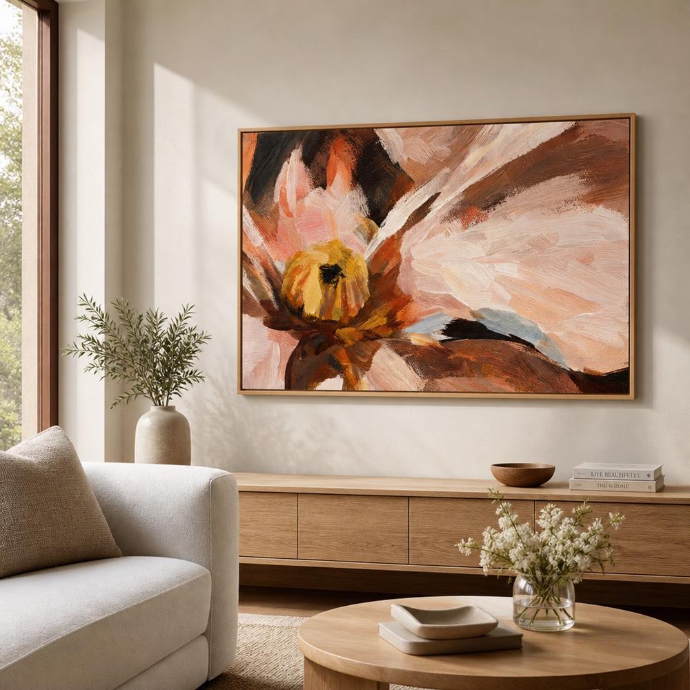 Peach Petal Prelude, hand-painted canvas