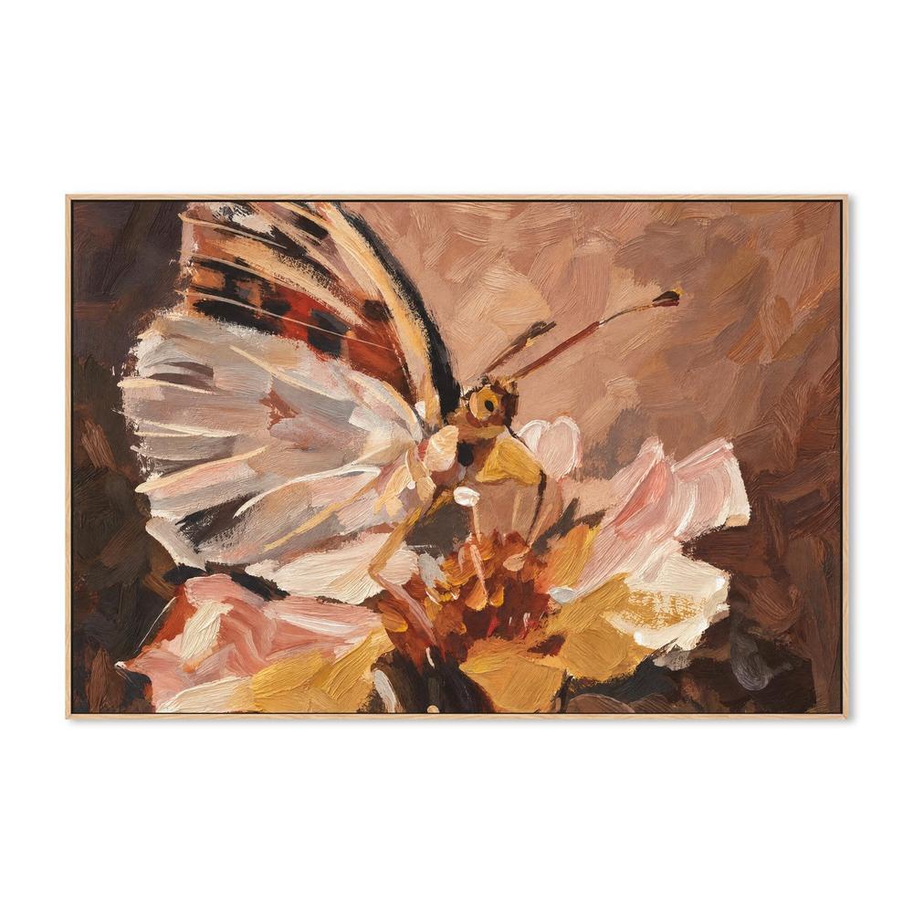 Butterfly in Peach Light, hand-painted canvas