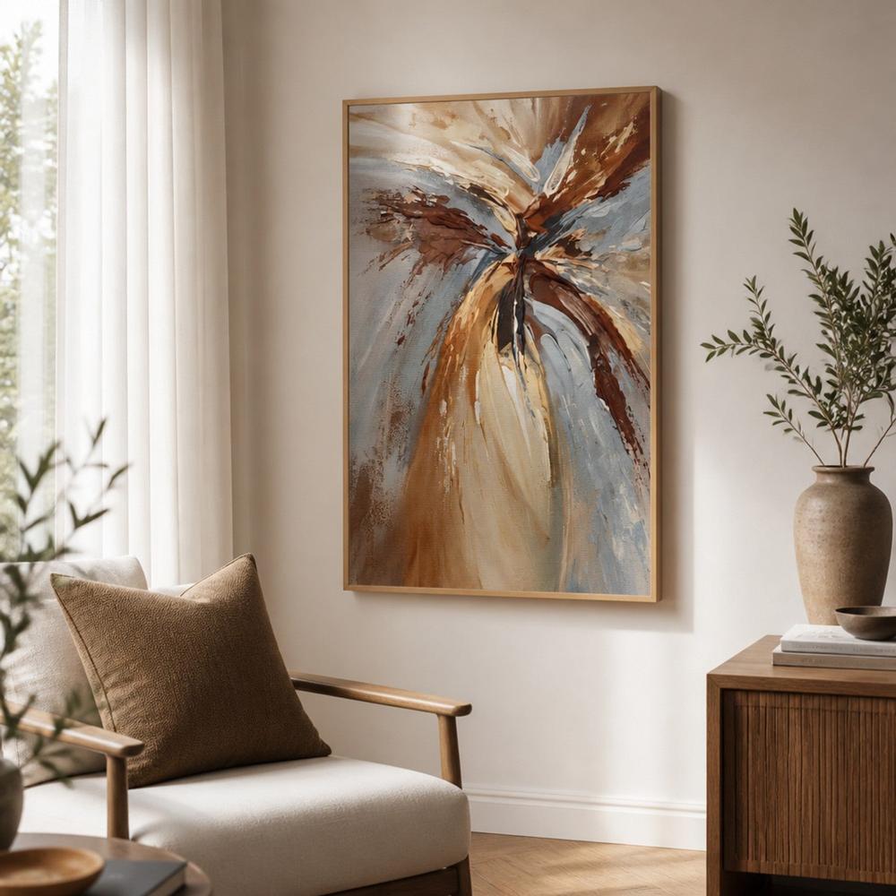 Ochre and Blue Radiance, hand-painted canvas