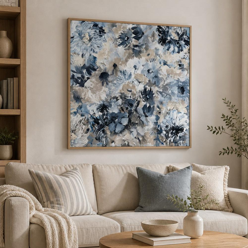 Indigo Garden Tapestry, hand-painted canvas