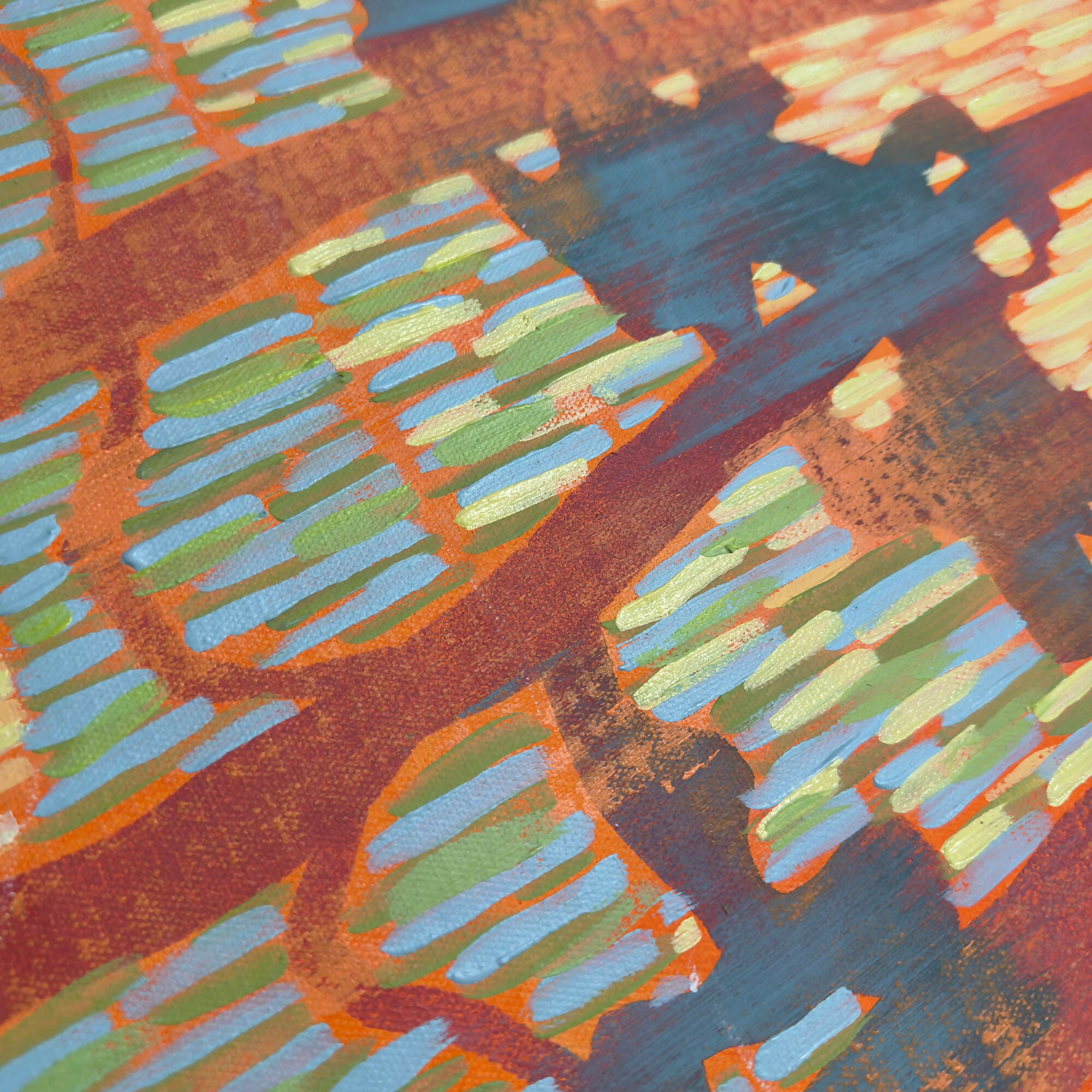 Sunset Between Blue Pines - Original painting