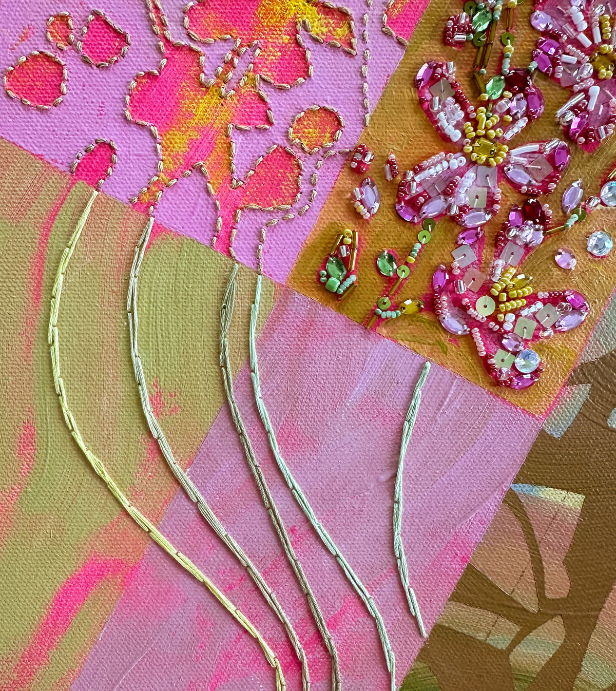 Through the Visible / Visible Through I - Original Artwork with Embroidery