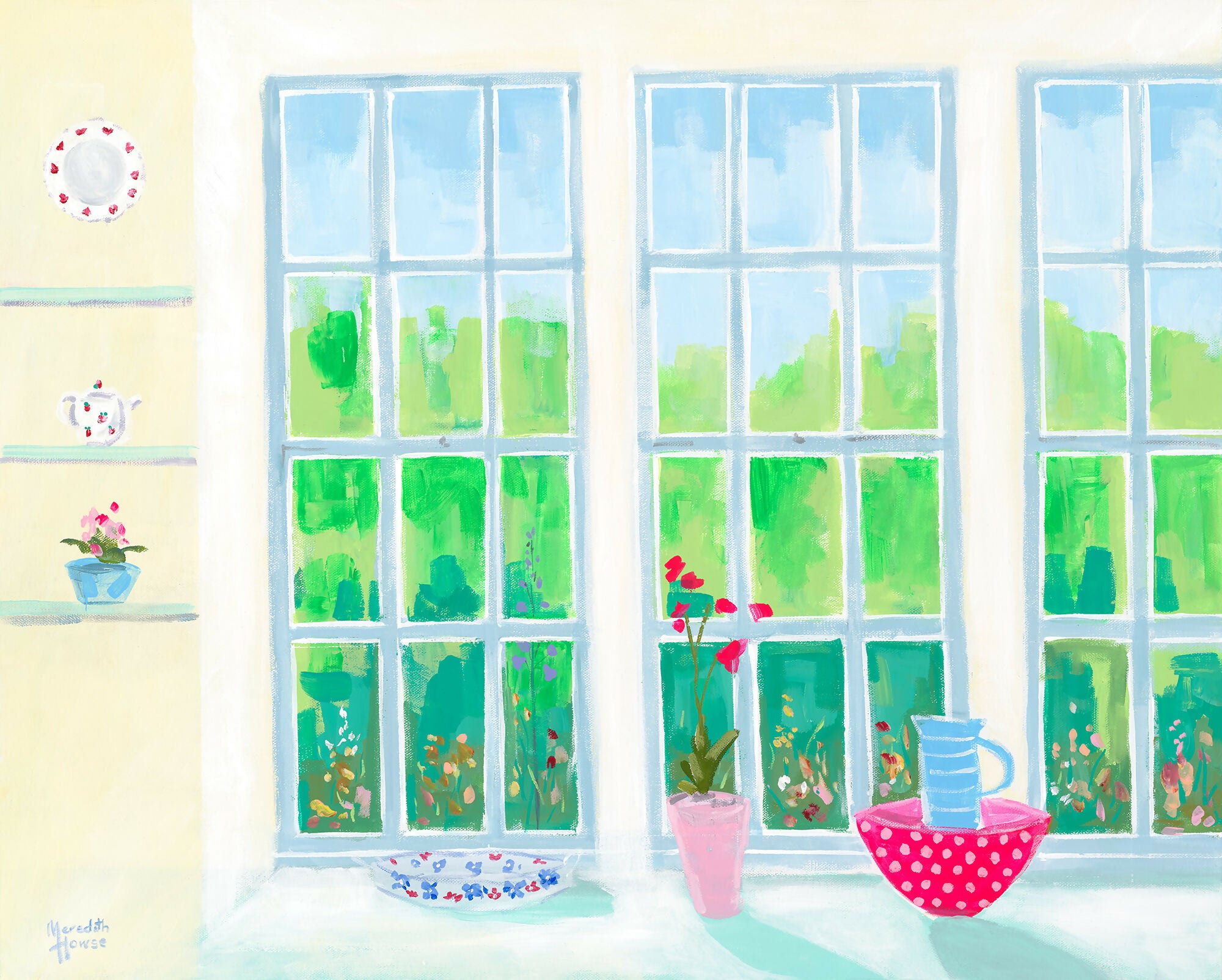 Willowvale Window. Original hand-painted artwork by Meredith Howse.
