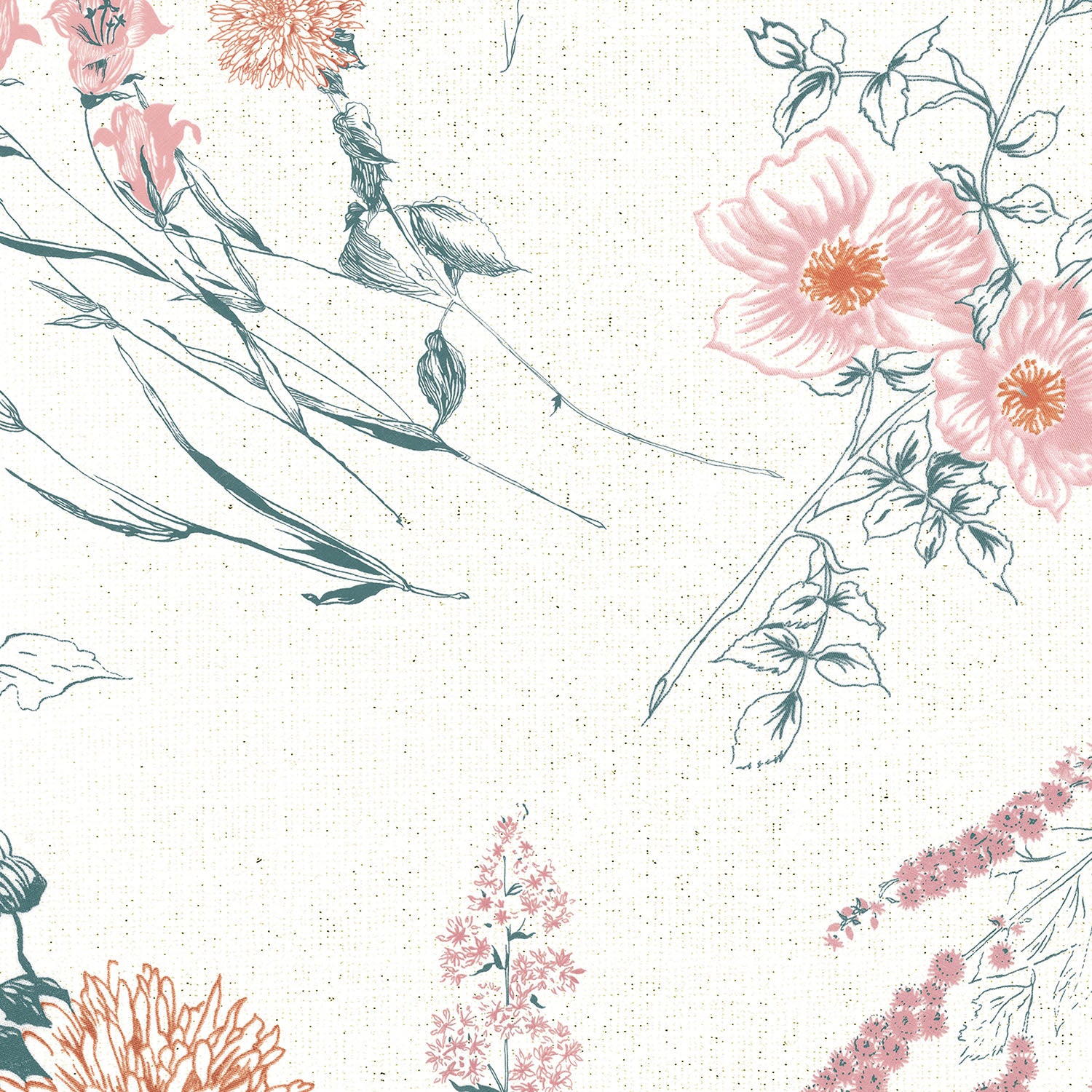 Flowers on White Contemporary Bright Pattern I