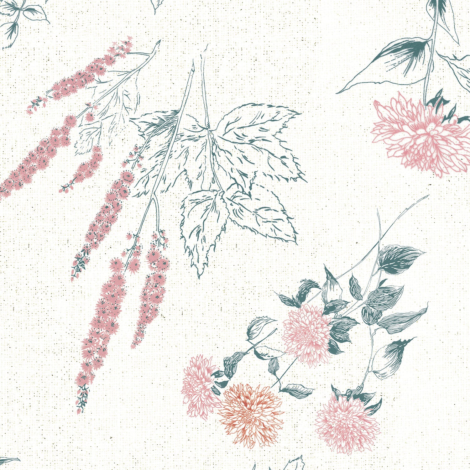 Flowers on White Contemporary Bright Pattern I