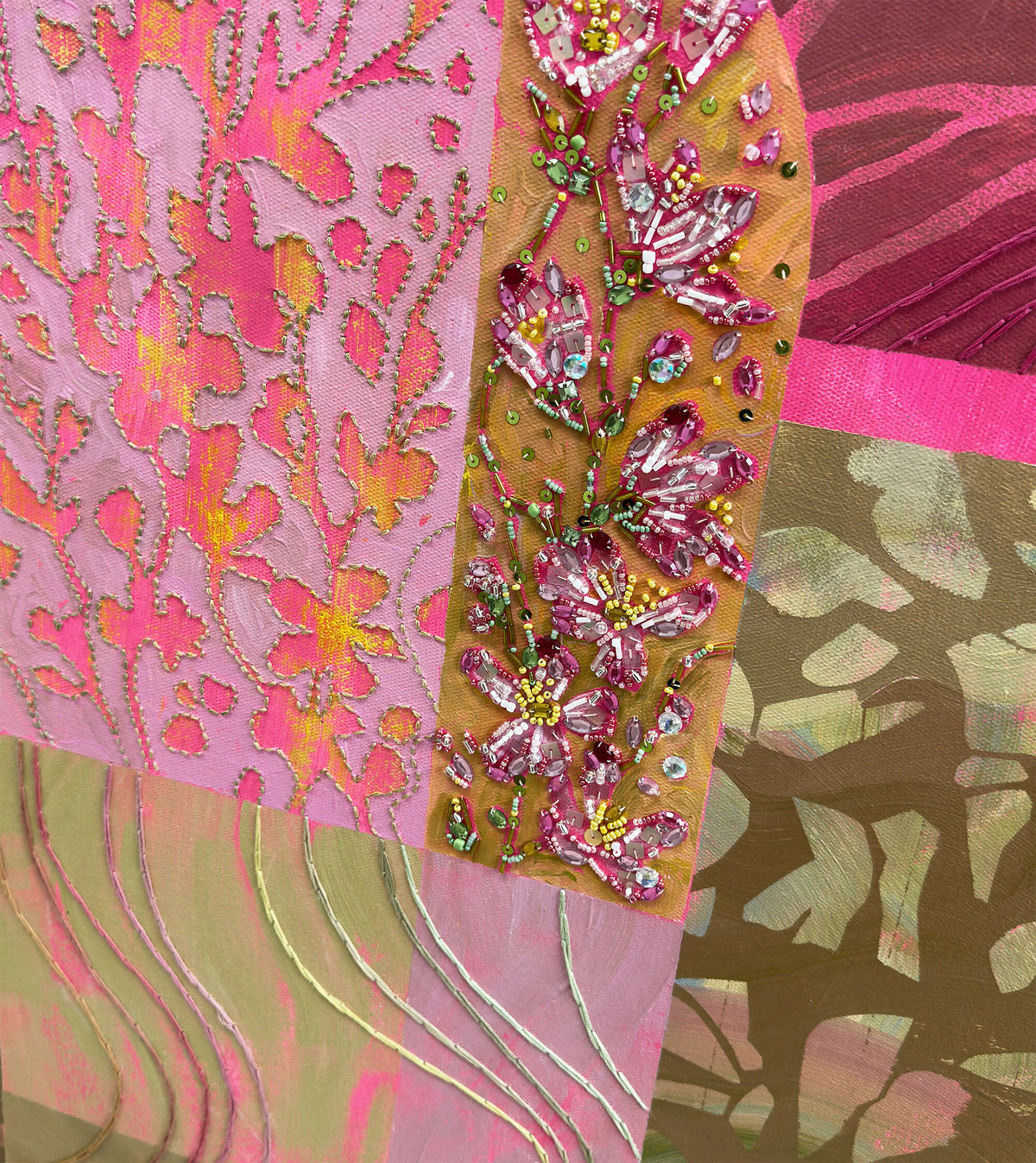 Through the Visible / Visible Through I - Original Artwork with Embroidery