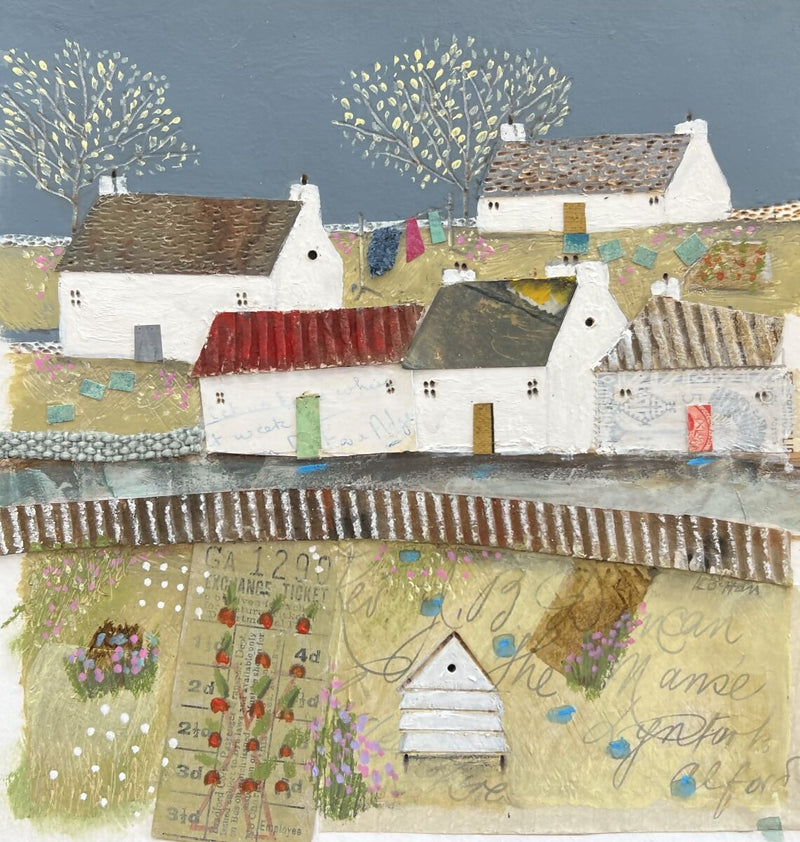 Another Day At The Allotment, Original Mixed Media Artwork On Paper By Louise O'Hara