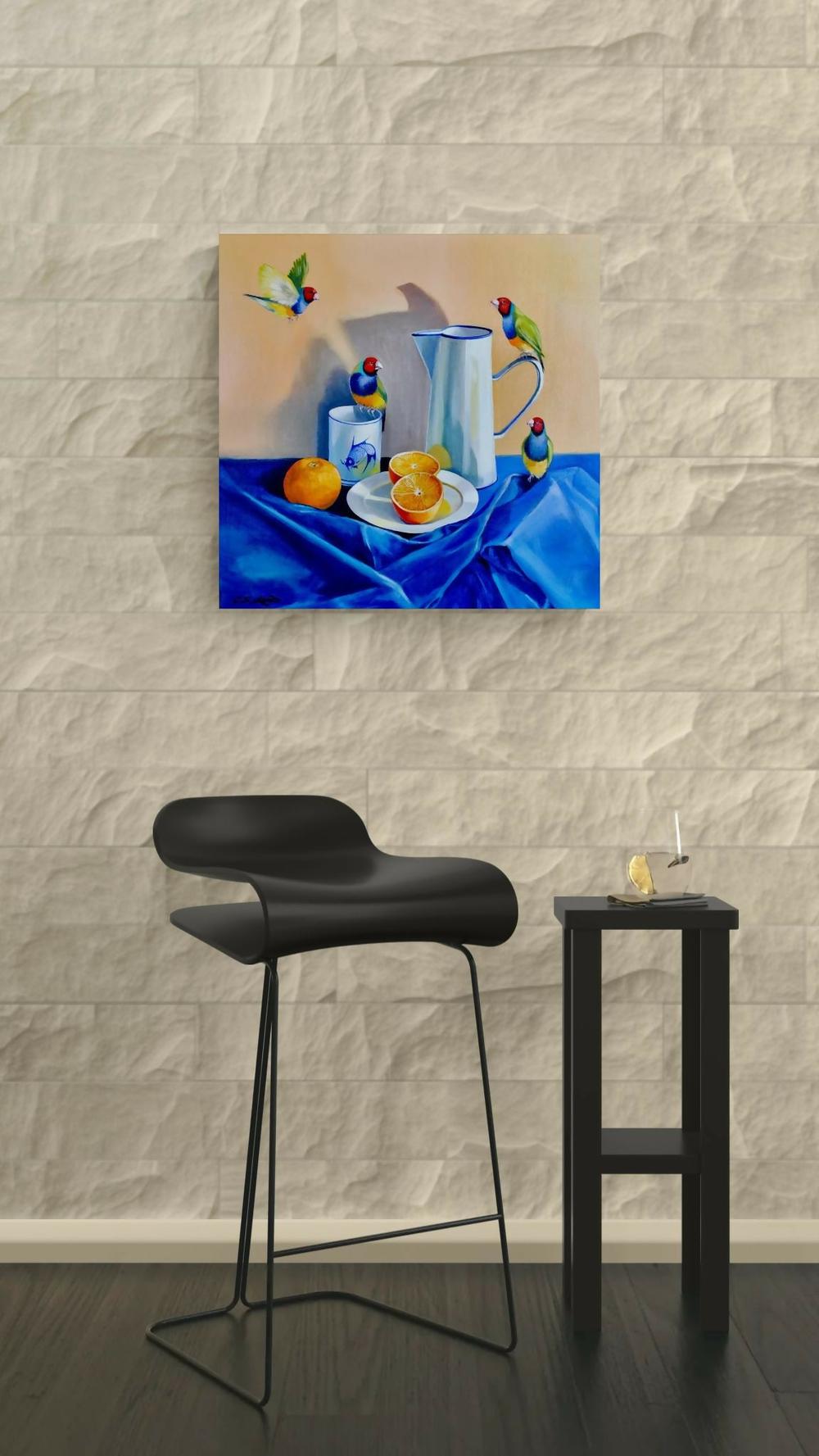 Gouldian Finches In Blue