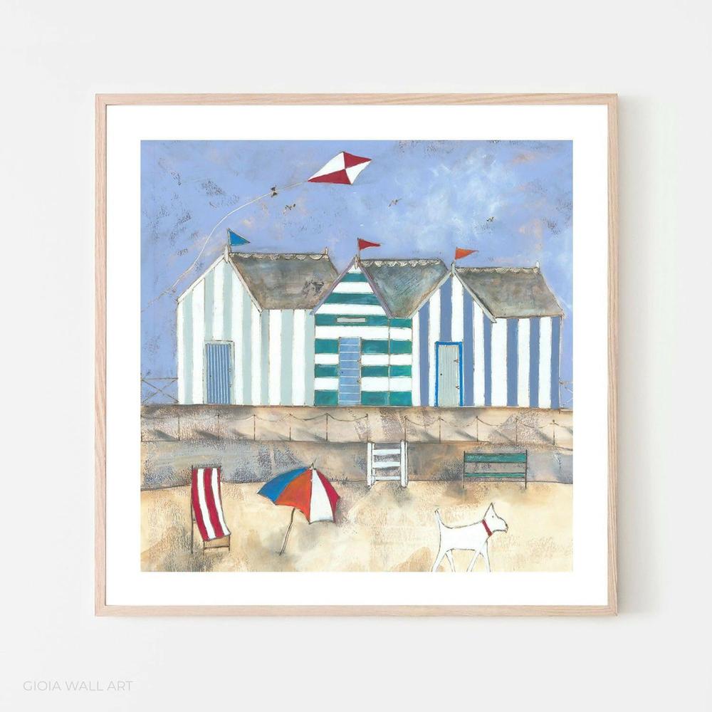 A Gust Of Wind And The Ball Blew Away, Mixed Media on Paper, 39 x 39 cm, By Louise O’Hara , Original Artwork-by-Louise O’Hara-original art-Gioia