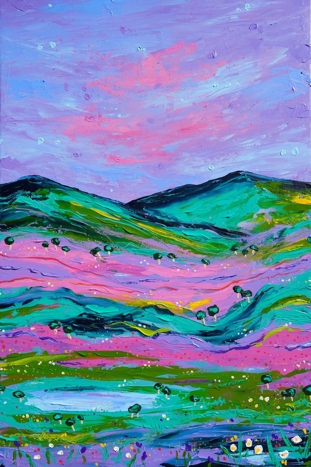 A View Called Happiness , Original Artwork-by-Elle Pervez-original art-Gioia