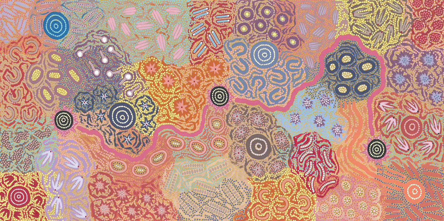 Women’s Ceremony Dancing Feather Acrylic On Canvas 96X202Cm By Azeza Possum Original Artwork