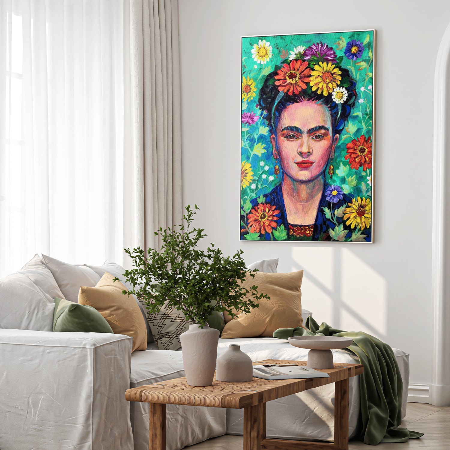 Frida Kahlo Floral Portrait, Style A
