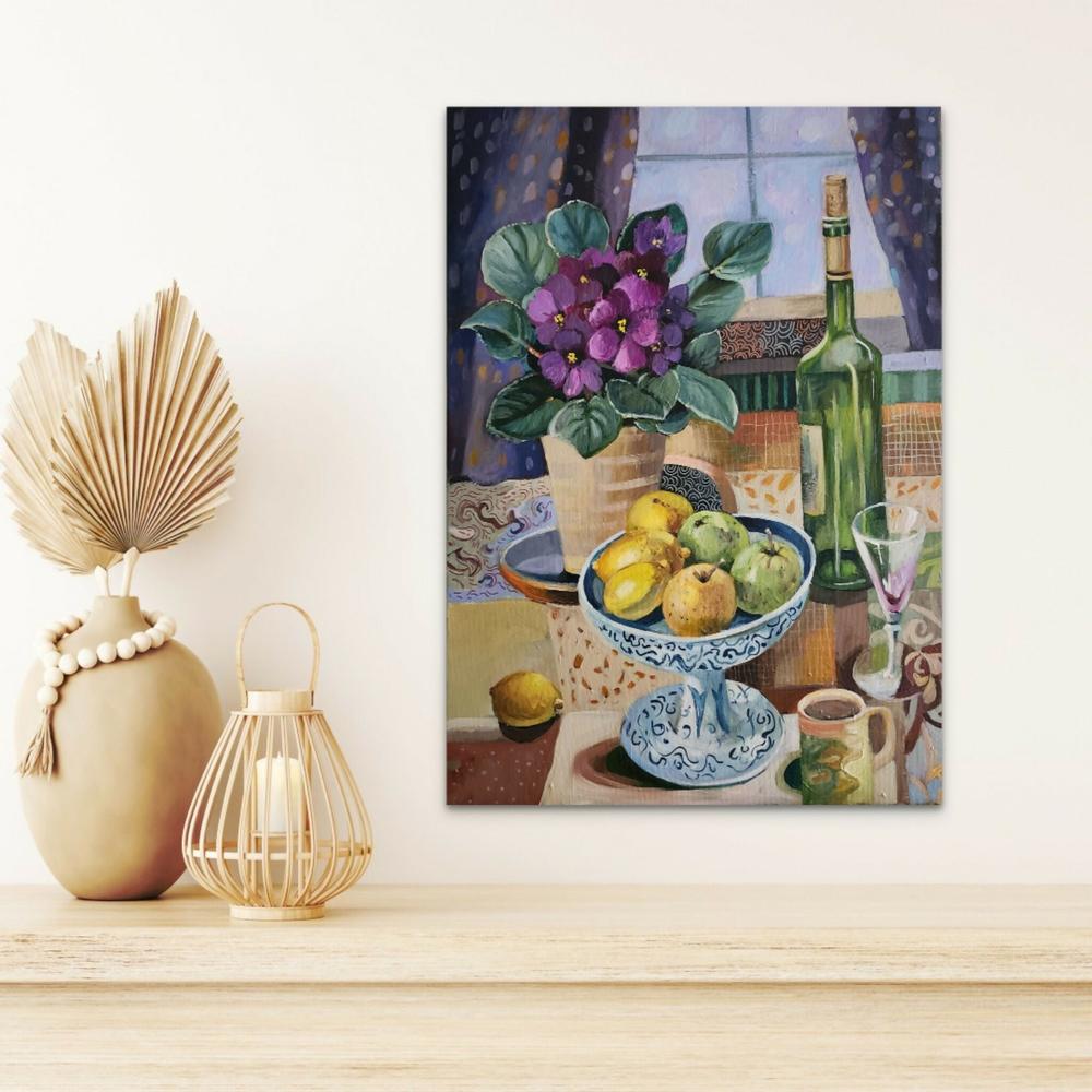 African Violets with Lemons-by-Susan Trudinger Original Art-original art-Gioia