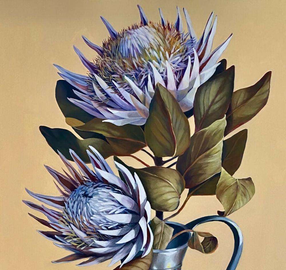 Ageing King Protea With Banksia-by-Carol Forbes Croad-original art-Gioia