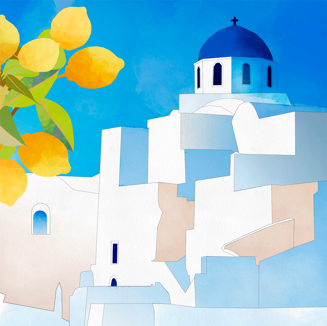 wall-art-print-canvas-poster-framed-Santorini, Style B , By Ana Rut Bre-1