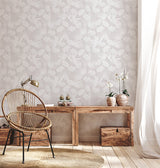 Aster and Fern Grey Wallpaper