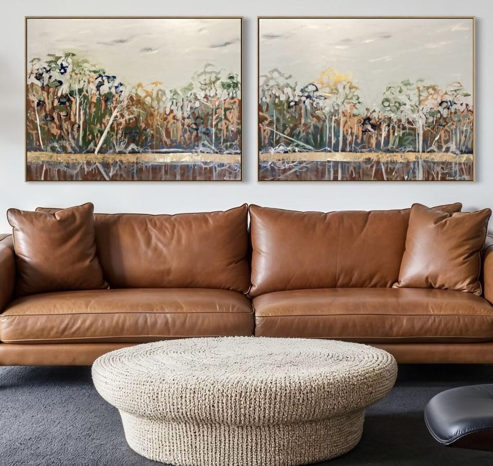 Australian Bush Riverbank with Golden Glow-by-Naomi Crowther Original Artwork-original art-Gioia