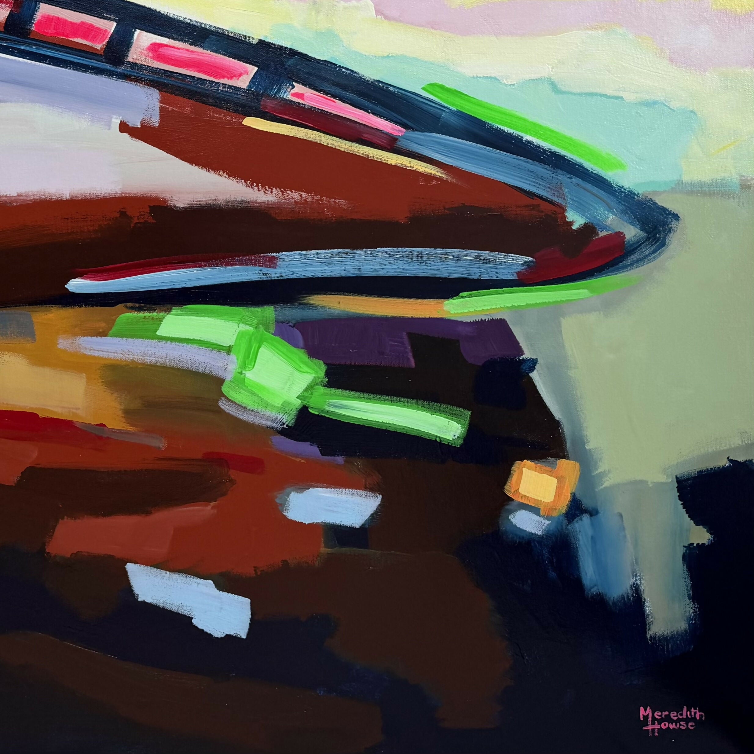 Bullet Train Blast. Original hand-painted artwork by Meredith Howse.