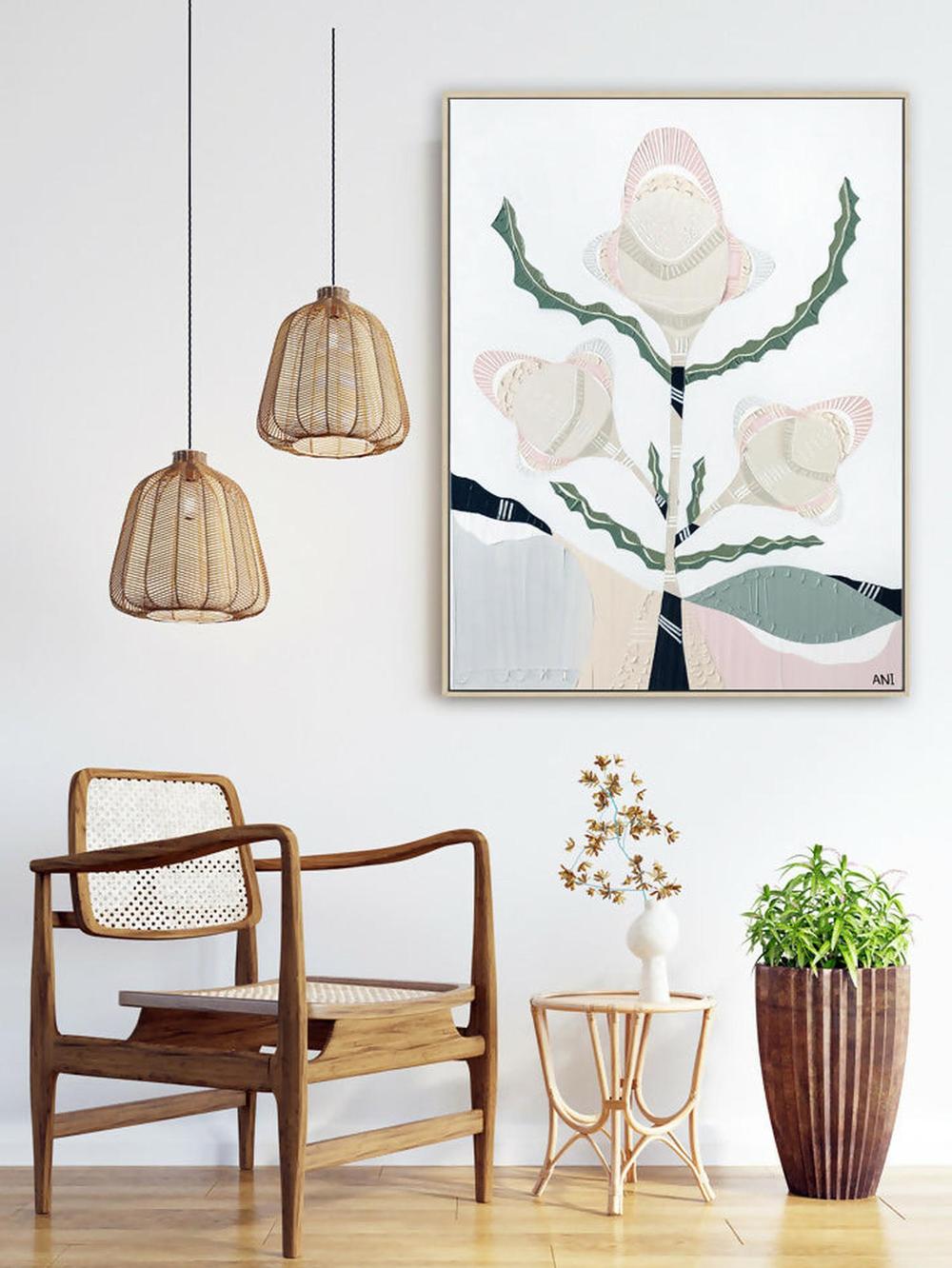 Banksia Elements 3, Original Hand-Painted Canvas By Ani Ipradjian-by-Ani Ipradjian-original art-Gioia