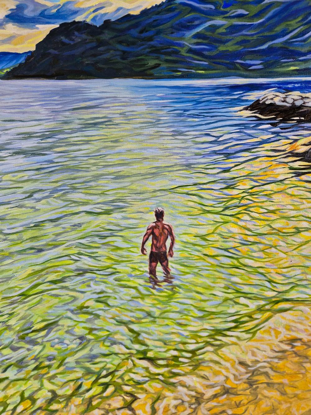 Bather at Hardanger Fjord-by-Brian Purcell-original art-Gioia
