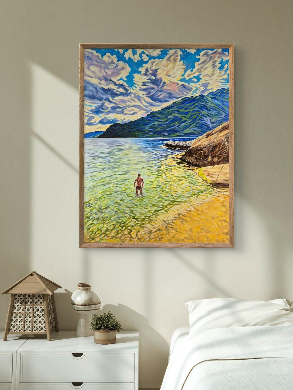 Bather at Hardanger Fjord-by-Brian Purcell-original art-Gioia