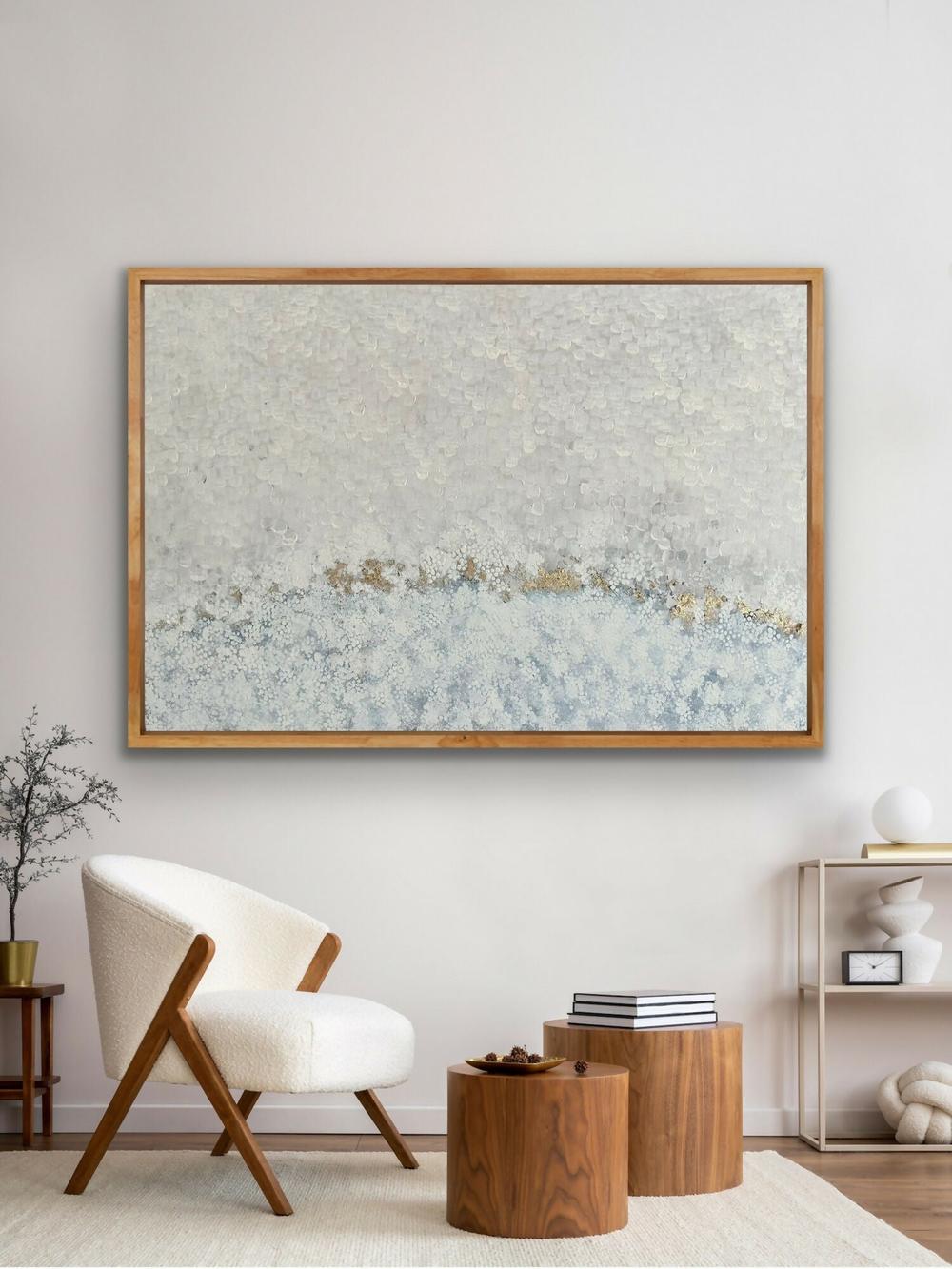 Beach Foam (Oak Box Timber Frame)-by-Gillian Deane Art-original art-Gioia