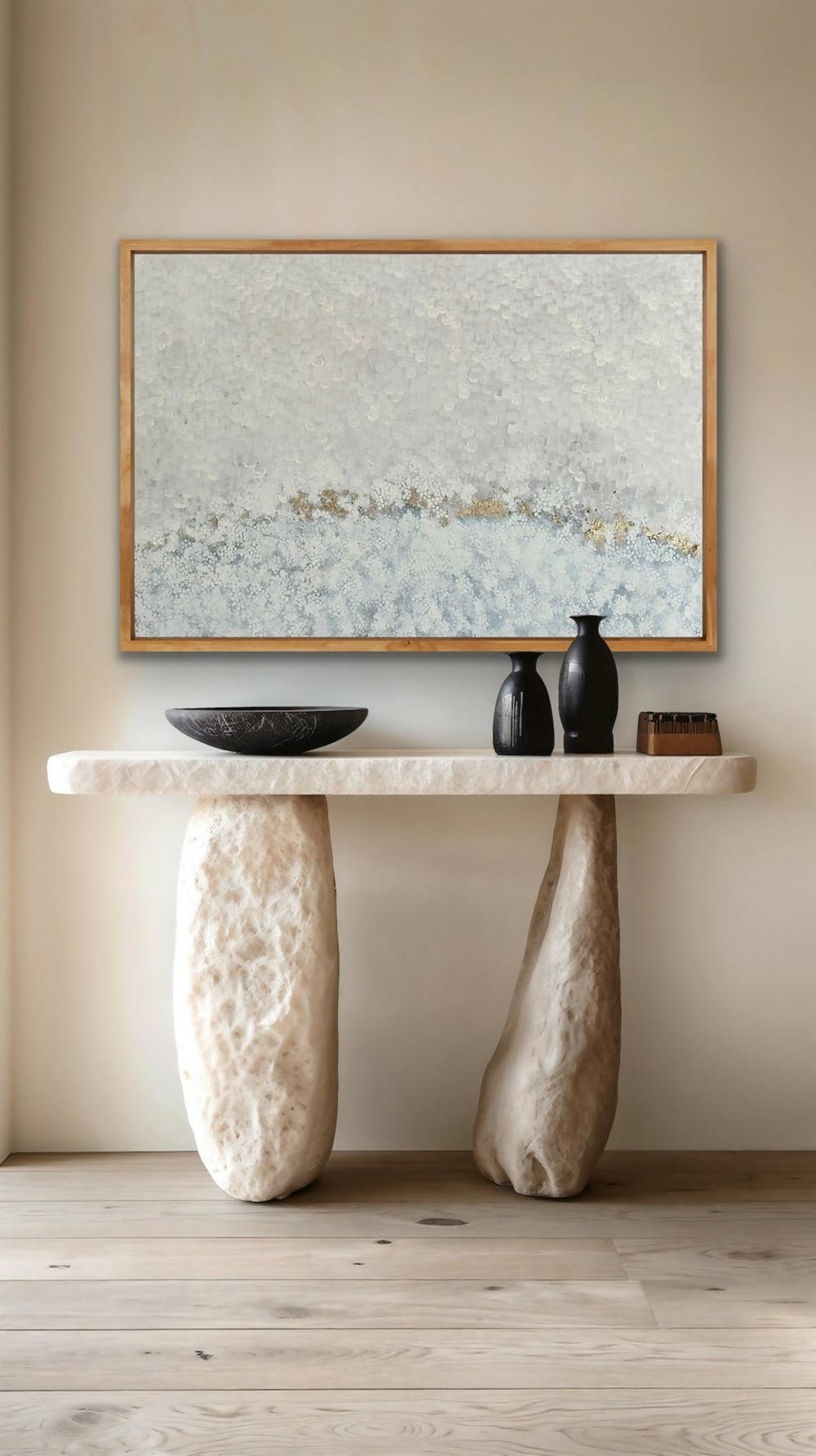 Beach Foam (Oak Box Timber Frame)-by-Gillian Deane Art-original art-Gioia