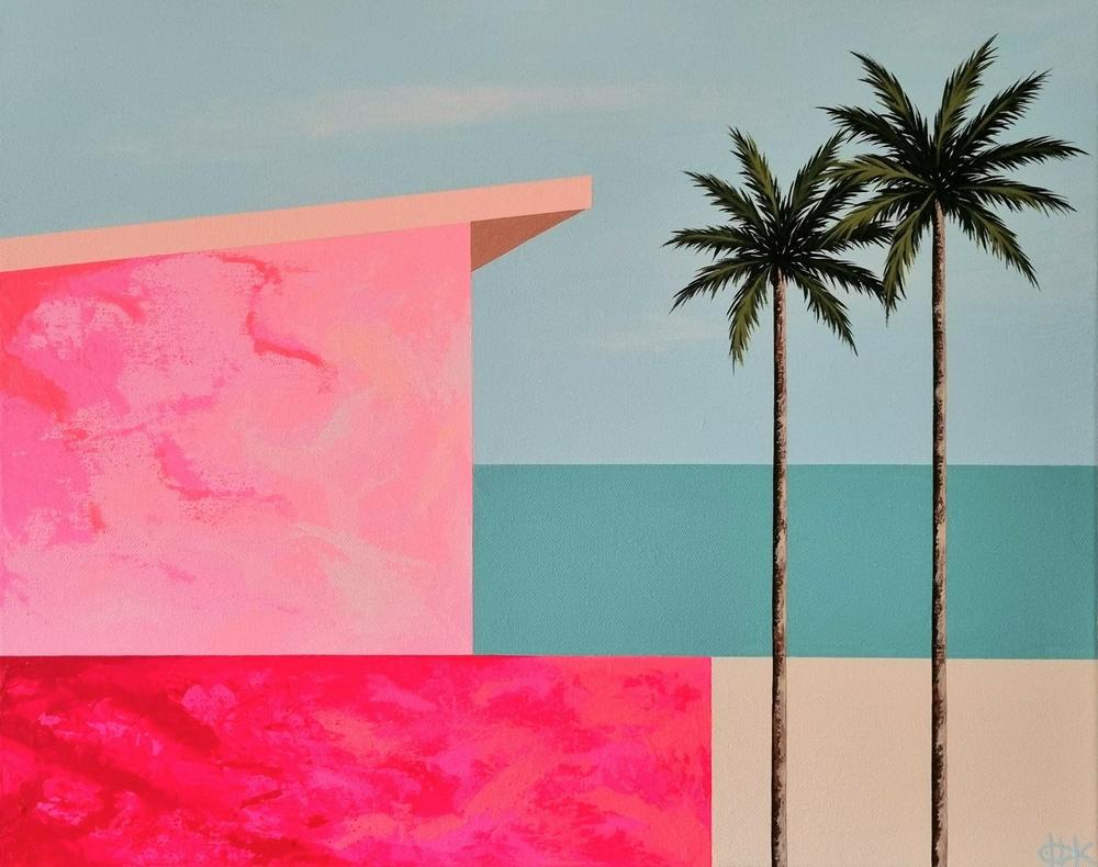Beach House #2, Original Hand-Painted Canvas By Michelle Jirsensky-by-Michelle Jirsensky-original art-Gioia