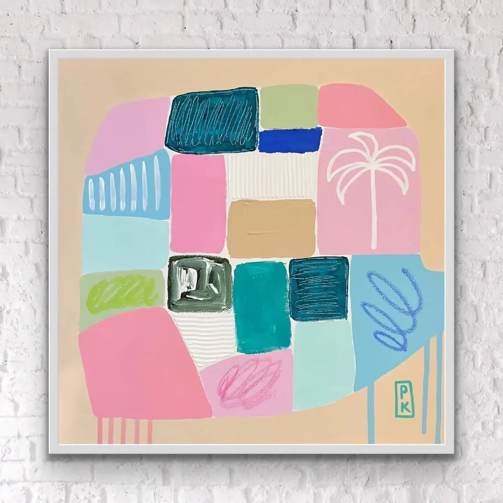 Beach Life, Acrylic on canvas, 40x40cm, By Poppy Key , Original Artwork-by-Poppy Key-original art-Gioia