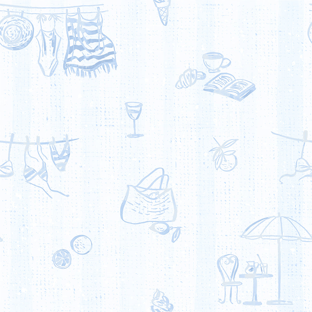 Beach Memories On Stripes-wallpaper-eco-friendly-easy-removal-Gioia Wall Art-1
