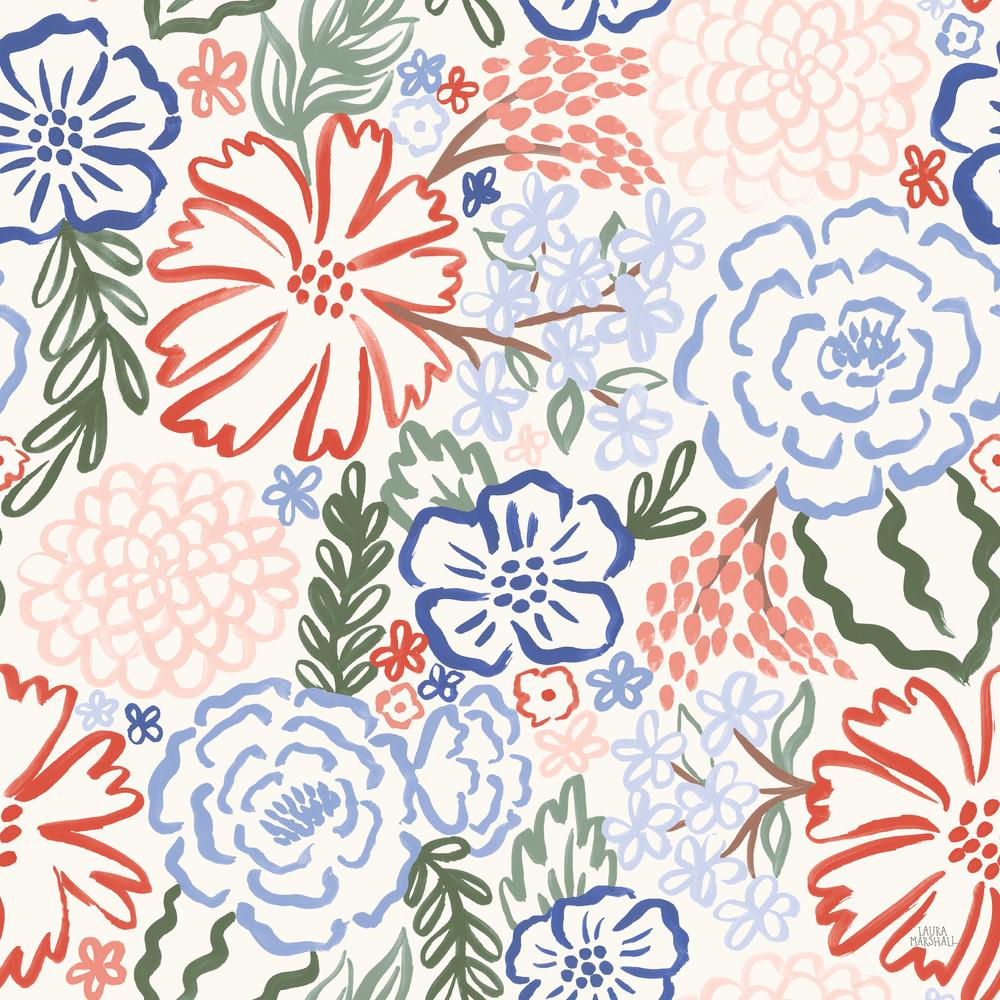 Blooming Americana Pattern VA-wallpaper-eco-friendly-easy-removal-Laura Marshall-1