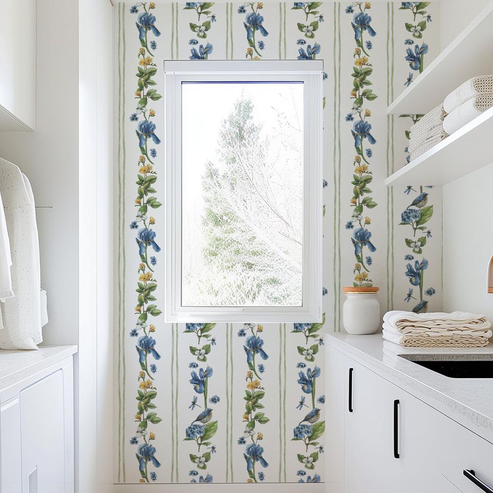 Blue Botanica Pattern IIA-wallpaper-eco-friendly-easy-removal-Leslie Trimbach-2