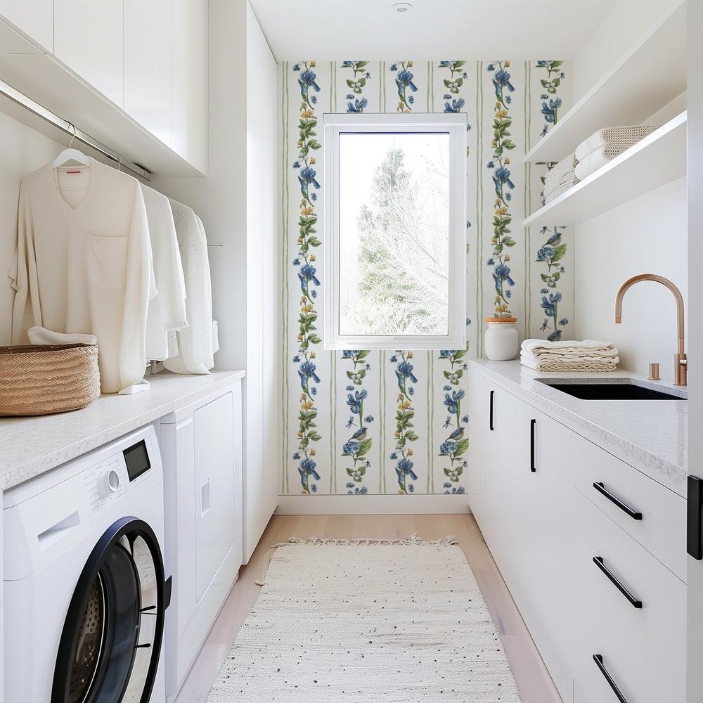 Blue Botanica Pattern IIA-wallpaper-eco-friendly-easy-removal-Leslie Trimbach-5