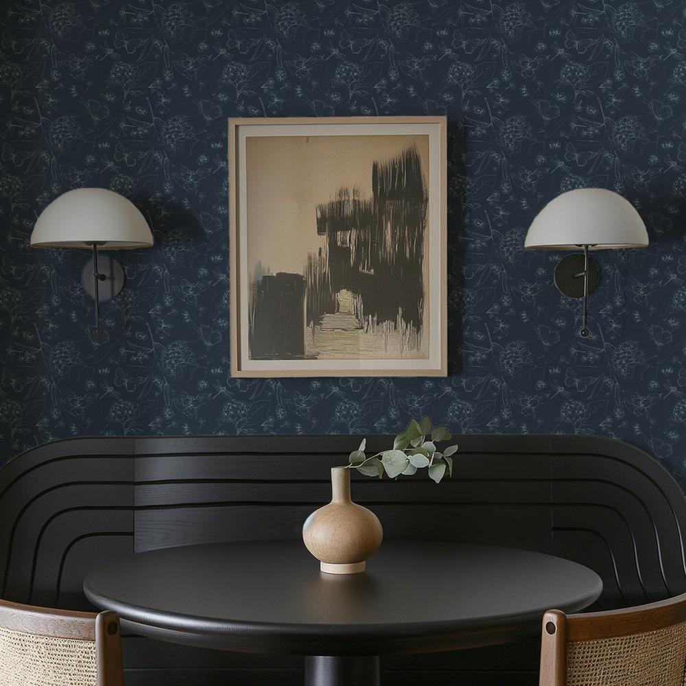 Blue Botanica Pattern IIIB-wallpaper-eco-friendly-easy-removal-Leslie Trimbach-2