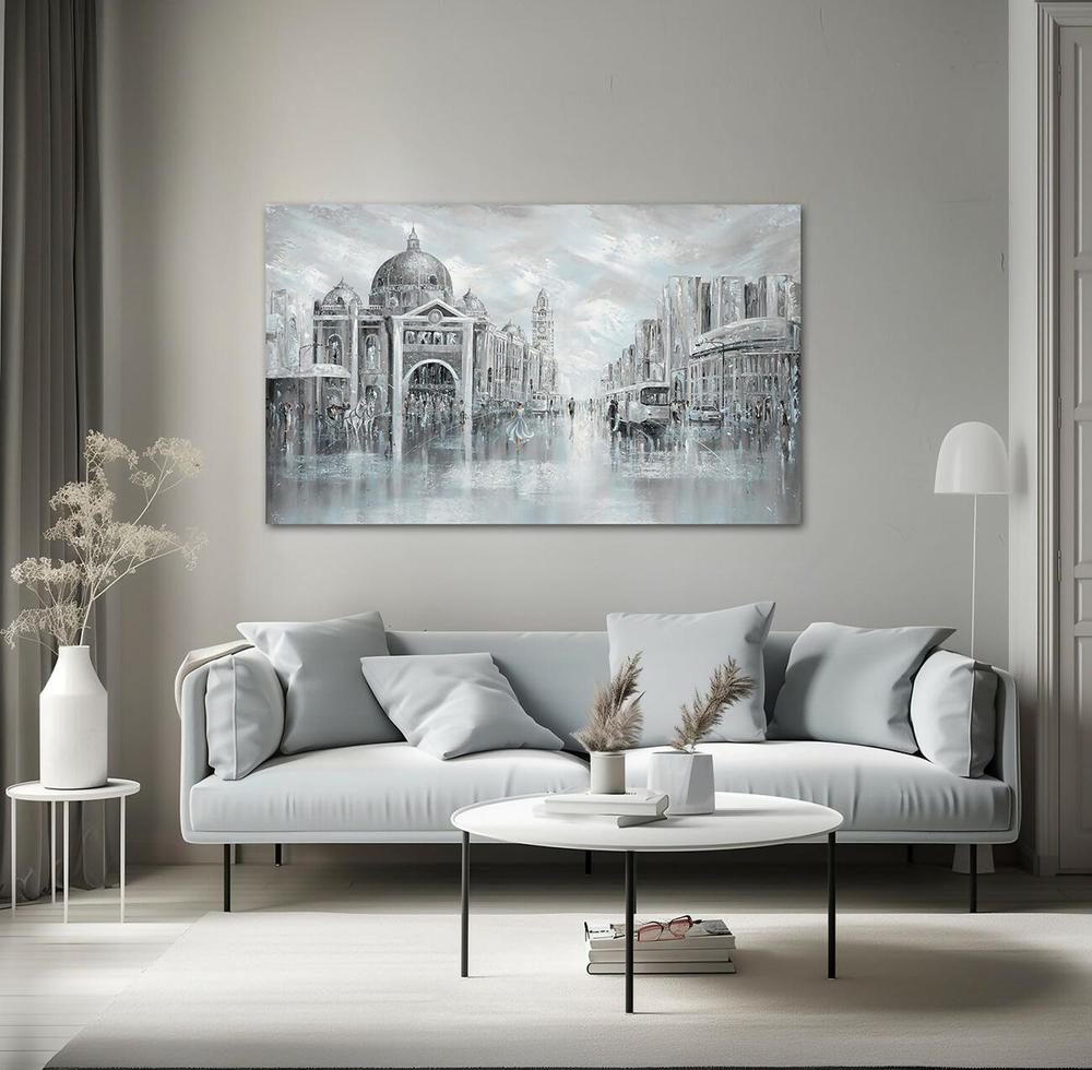 Blue Breeze Flinders Station, Original Hand-Painted Canvas By Isabella Karolewicz-by-Isabella Karolewicz-original art-Gioia
