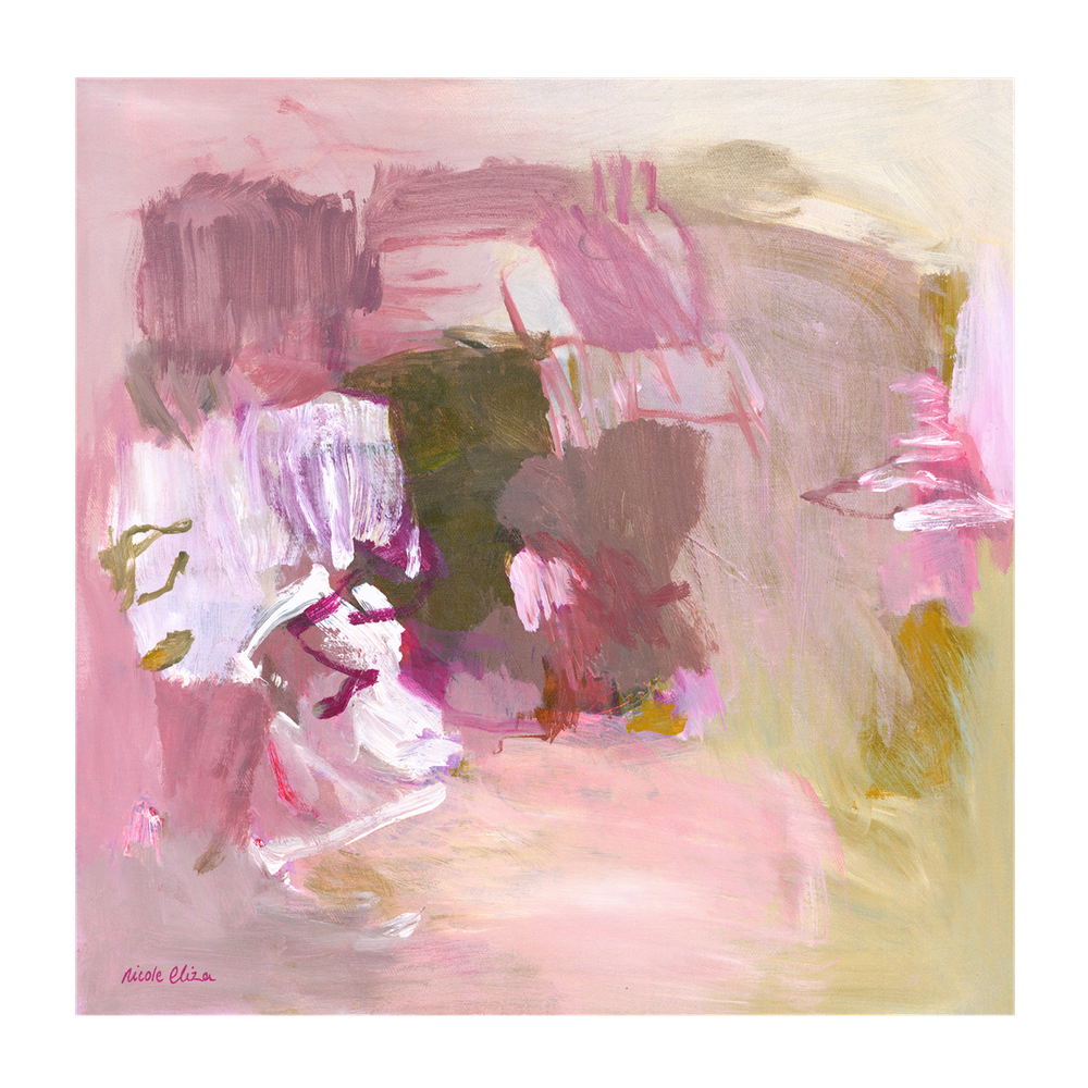Blush Aura, Acrylic on Canvas, 53x53cm, By Nicole Eliza , Original Artwork-by-Nicole Eliza-original art-Gioia