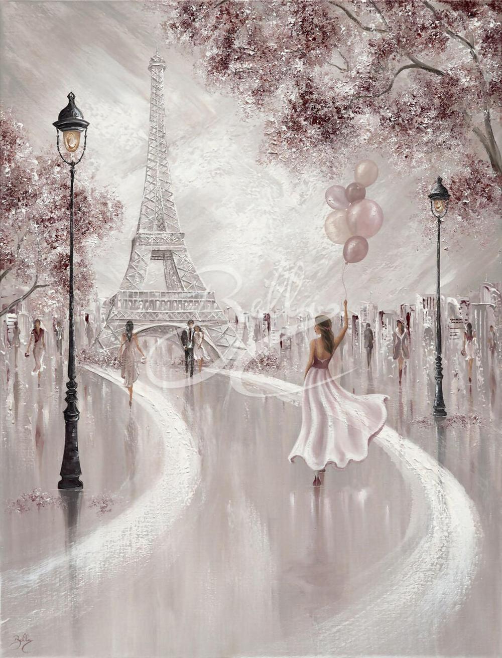 Blushed Parisian Dreams, Original Hand-Painted Canvas By Isabella Karolewicz-by-Isabella Karolewicz-original art-Gioia
