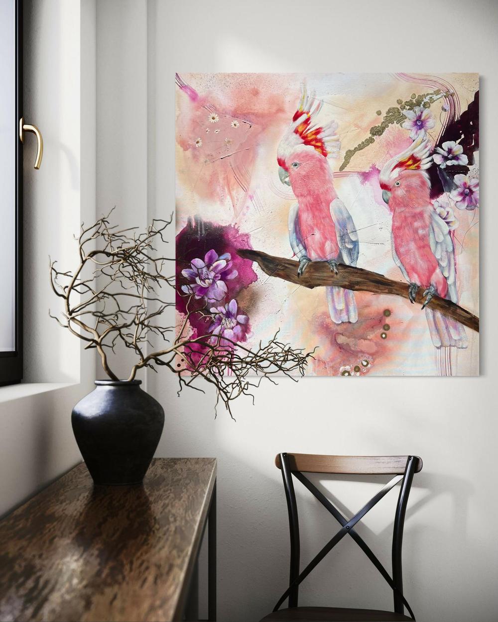 Blushing Duet, Original Hand-Painted Canvas By Emily Birdsey-by-Emily Birdsey-original art-Gioia