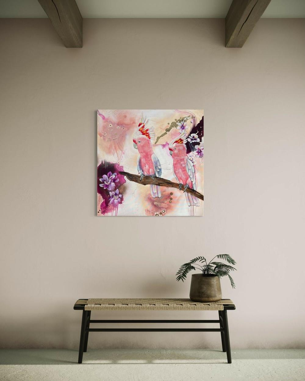 Blushing Duet, Original Hand-Painted Canvas By Emily Birdsey-by-Emily Birdsey-original art-Gioia