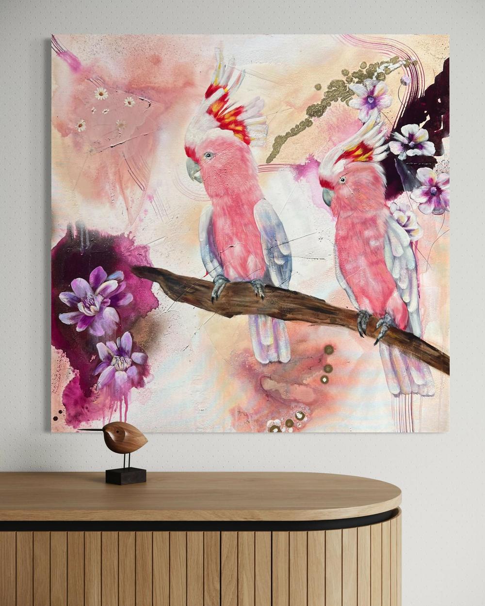 Blushing Duet, Original Hand-Painted Canvas By Emily Birdsey-by-Emily Birdsey-original art-Gioia